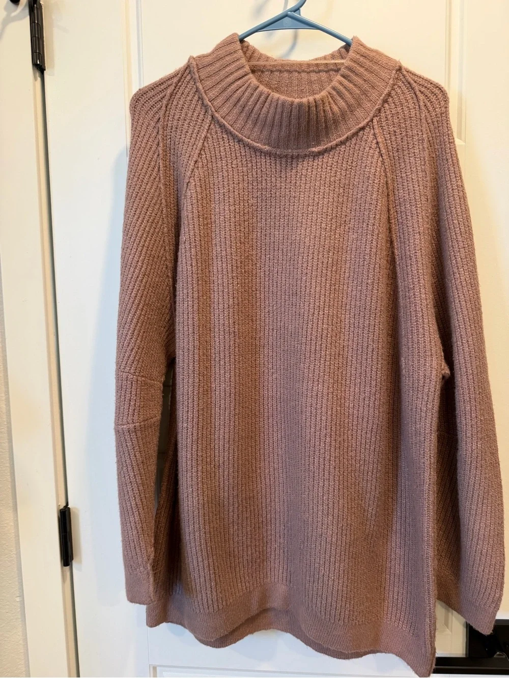 Free People Mauve Ribbed Cowl Neck Sweater